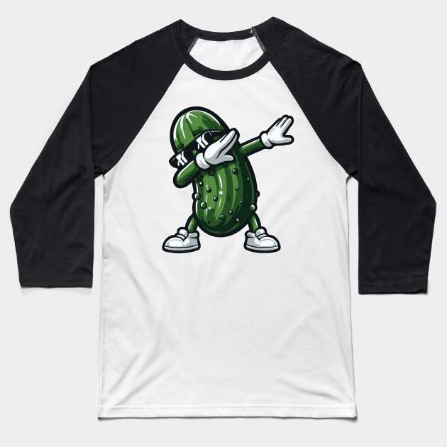 Dabbing Pickle Dab Cucumber Dill Pickle Funny Baseball T-Shirt by valiantbrotha